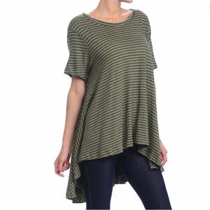 We The Free Free People Circle In Sand Stripe Linen Blend Shirt Size XS/S